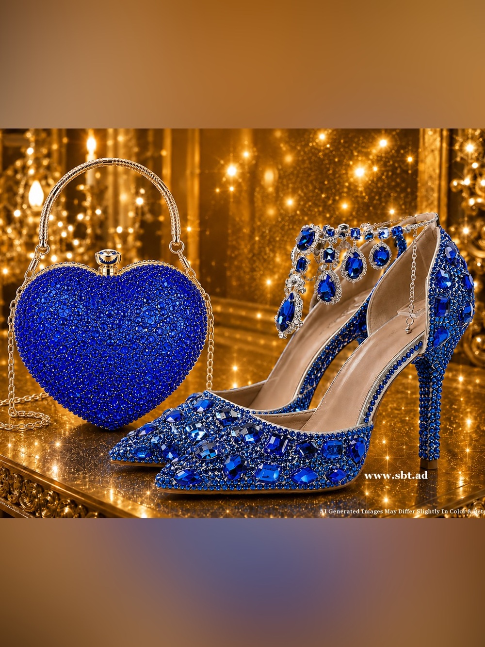 NWT Beautiful Sparkling Bling Royal Blue Sequin Dress Heels Clutch +FREE Gift - Picture 9 of 13